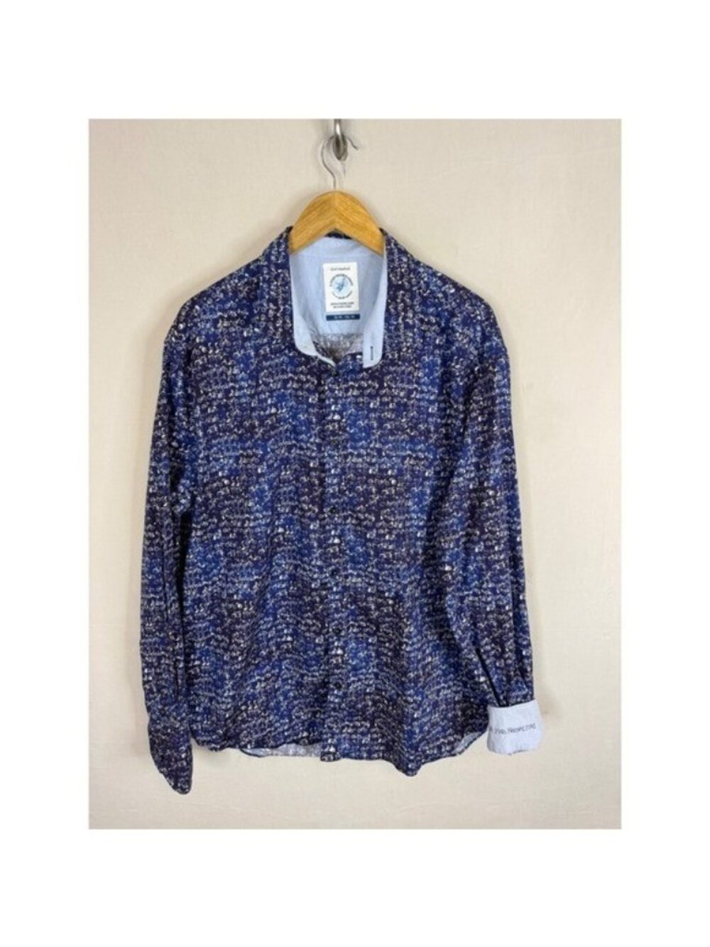 A Fish Named Fred Mens Bicycle Print Button Down Shirt Navy Blue 3XL Long Sleeve